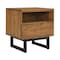 Armen Living Aldo 1 Drawer Nightstand in Brown Oak Wood with Black Metal Legs LCAOLAROAK - alternate 2